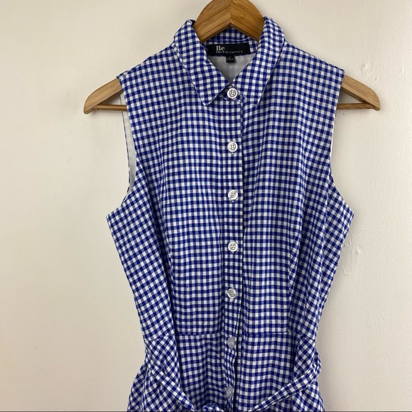 Be by Chetta B Gingham Midi Collared Button Up Shirt Dress Preppy - Picture 3 of 11